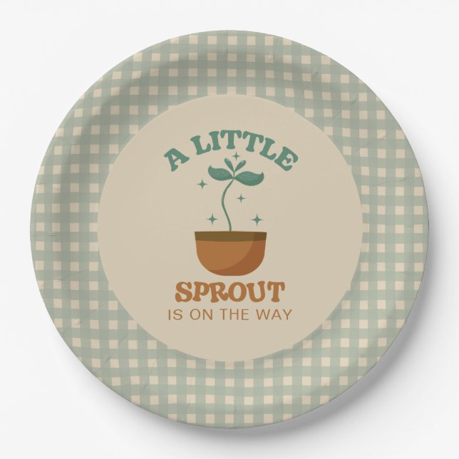 Assiettes En Carton Little Sprouts Garden Party Baby shower (Devant)