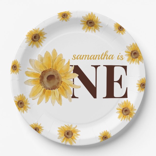 Assiettes En Carton Little Sunshine Tournesol 1er anniversaire (Devant)