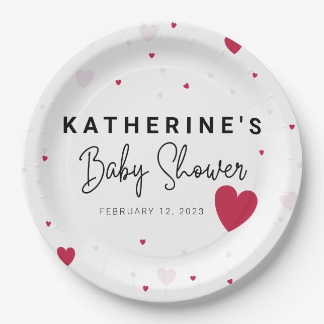 Assiettes En Carton Little Sweetheart - Le Baby shower de Valentine (Devant)