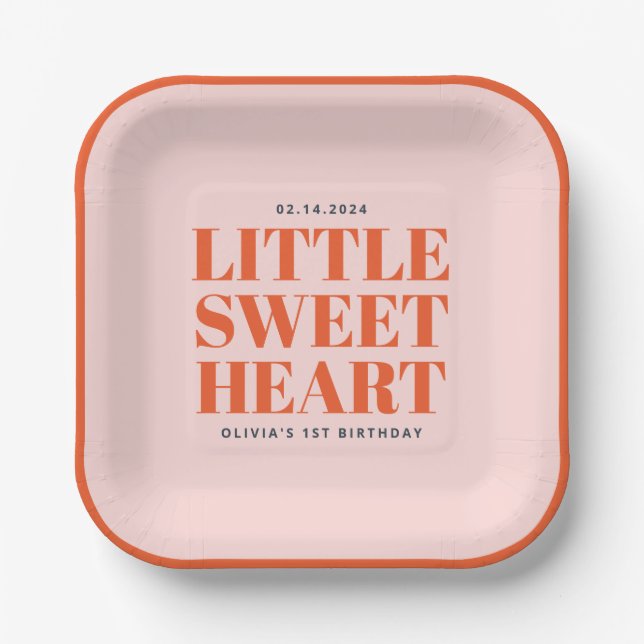 Assiettes En Carton Little Sweetheart Valentine's 1er anniversaire (Recto)