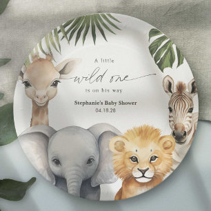 Assiettes En Carton Little Wild One Safari Animaux Baby Boy Douche