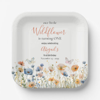 Assiettes En Carton Little Wildflower Butterfly Meadow 1st Birthday