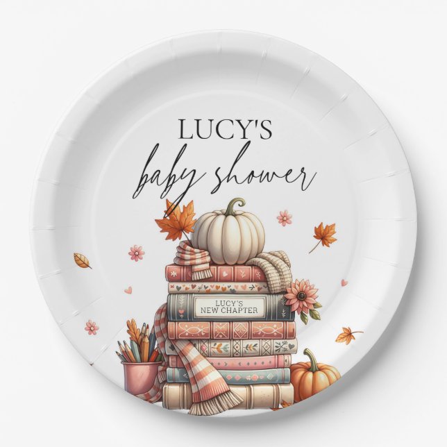 Assiettes En Carton Livre d'automne Nouveau chapitre Baby shower d'aut (Devant)