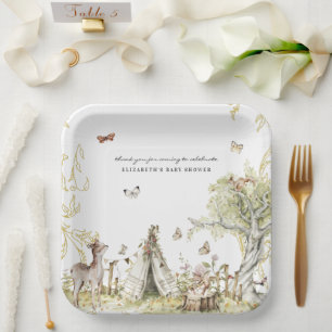 Assiettes En Carton Livre d'histoires Fête prénatale de la forêt de
