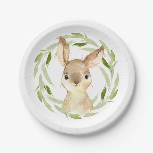 Assiettes En Carton Livre d'histoires mignonne lapin lapin Brown (Devant)