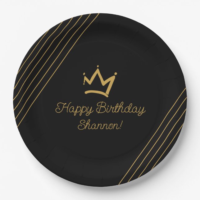 Assiettes En Carton Livre d'or noir d'anniversaire (Devant)