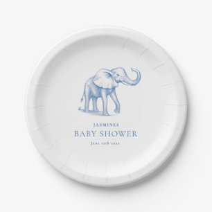 Assiettes En Carton livres de baby shower de safari bleu pour bébé