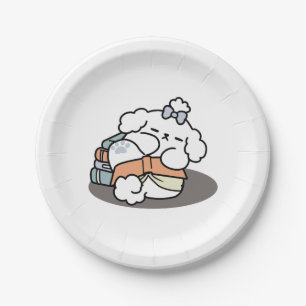 Assiettes En Carton Livres et écorces - Conception de lecture de chien
