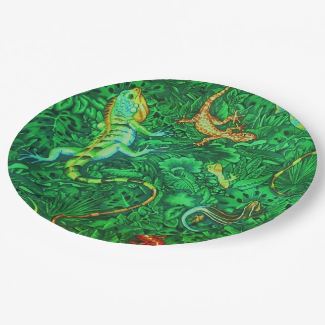 Assiettes En Carton Lizards Batik (Angle)