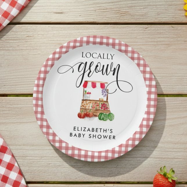 Assiettes En Carton Locally Grown Baby Shower Carrots Gingham (Créateur téléchargé)