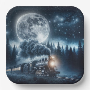 Assiettes En Carton Locomotive à vapeur vintage