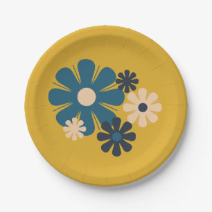 Assiettes En Carton Locus Fleur Rétro 60s les années 70 Motif Floral M
