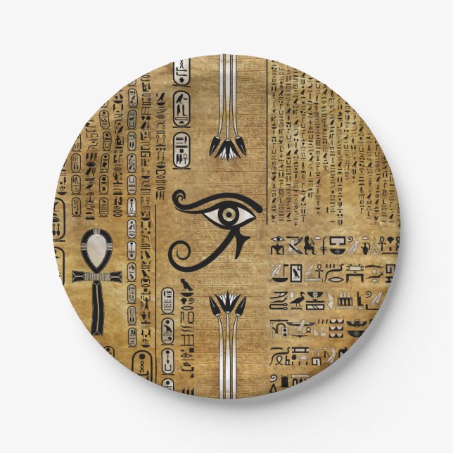 Assiettes En Carton L'OEil égyptien de Horus - Ornement de Wadjet (Devant)