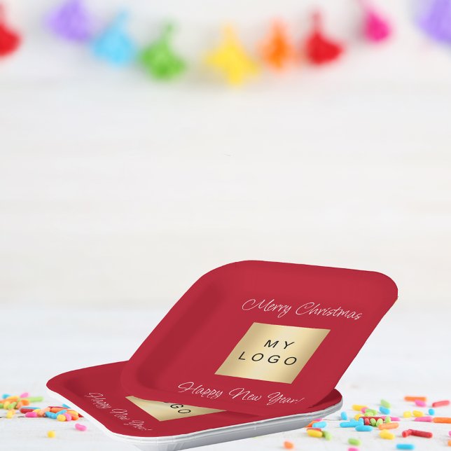 Assiettes En Carton logo commercial de la barre de café rouge Noël (Créateur téléchargé)