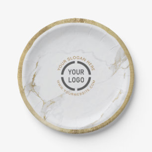 Assiettes En Carton Logo de la société luxueuse de faux marbre doré