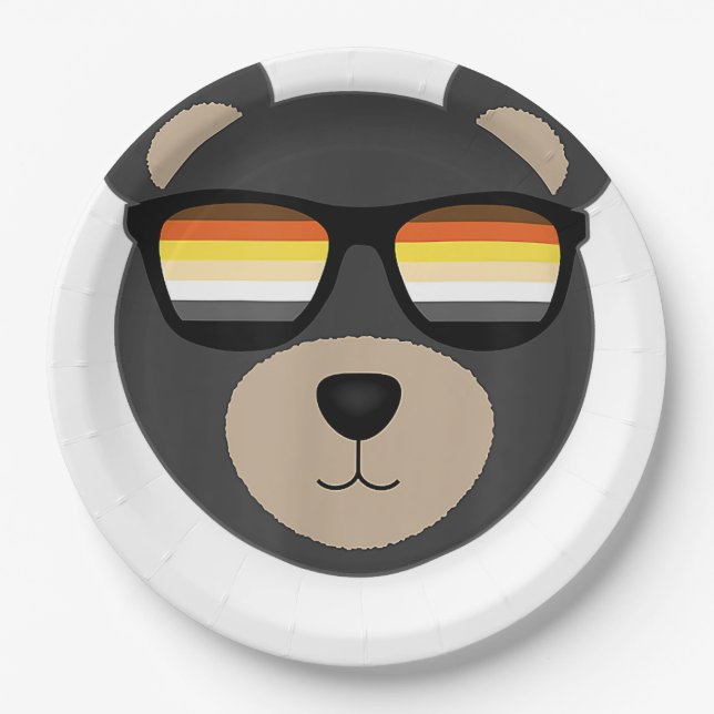 Assiettes En Carton Logo de lunettes de soleil de l'ours gay (Devant)