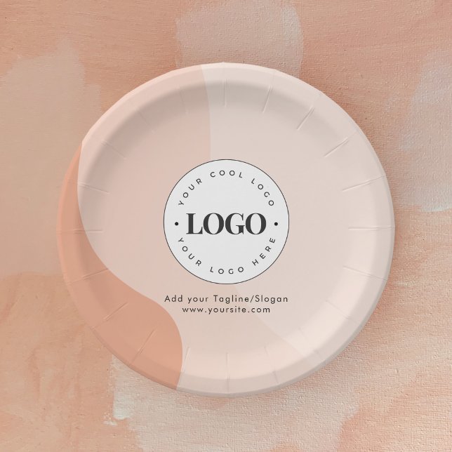 Assiettes En Carton Logo d'entreprise personnalisé Pêcher Boho Waves B (Créateur téléchargé)