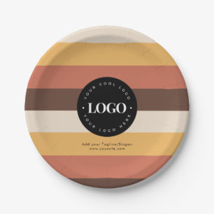 Assiettes En Carton Logo d'entreprise personnalisé Retro Stripes 60s l