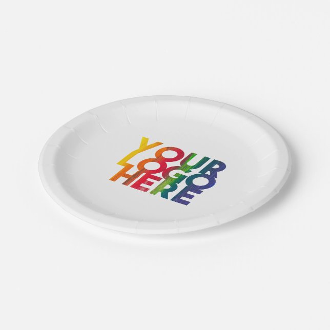 Assiettes En Carton Logo d'entreprise simple blanc (Angle)