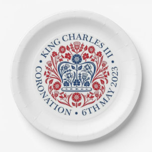Assiettes En Carton Logo du couronnement King Charles III