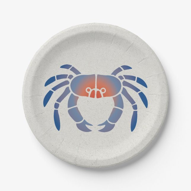 Assiettes En Carton Logo du crabe bleu (Devant)