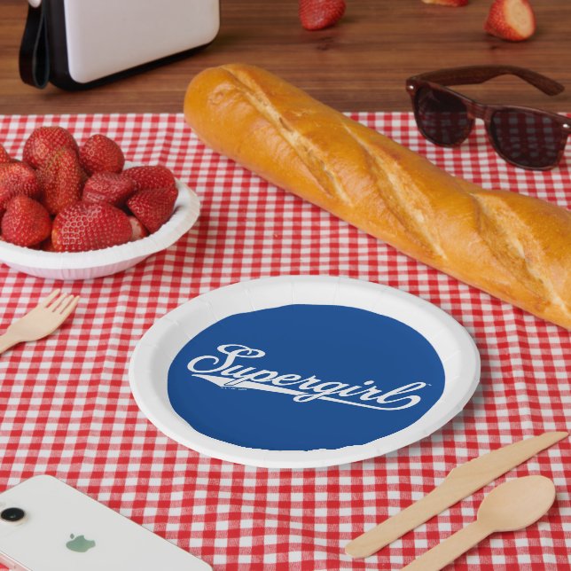 Assiettes En Carton Logo du nom étoilé Supergirl Baseball (Pique-nique)