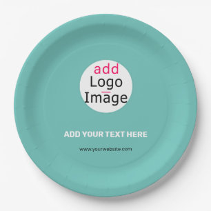 Assiettes En Carton Logo personnalisé d'entreprise moderne vert menthe