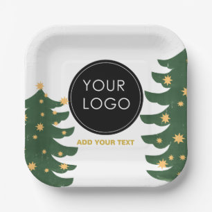 Assiettes En Carton Logo personnalisé Entreprise Arbre de Noël