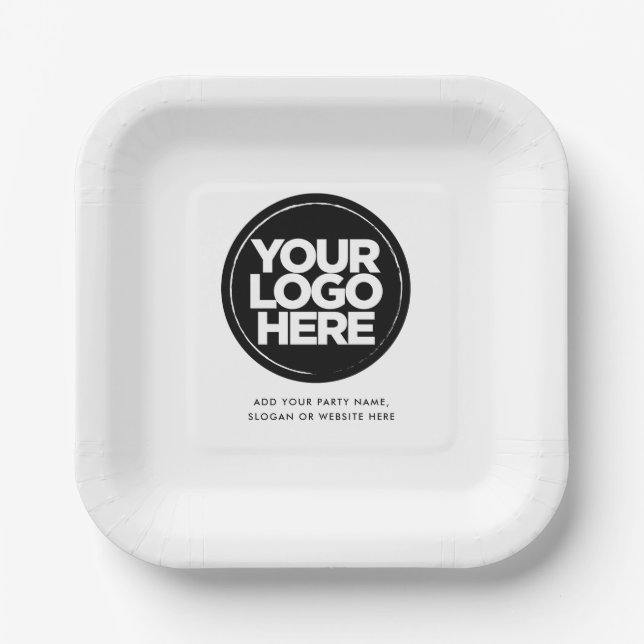 Assiettes En Carton Logo personnalisé et texte Entreprise Parti (Recto)