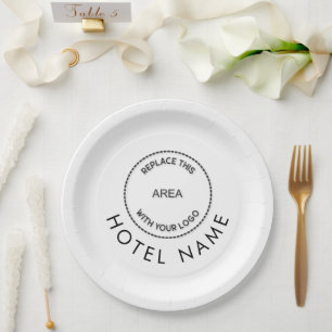 Assiettes En Carton Logo Personnalisé Minimaliste Nom De L'Hôtel Toute