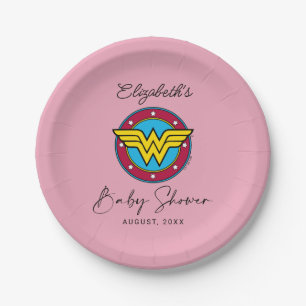 Assiettes En Carton Logo Wonder Woman   Nouveau bébé bientôt