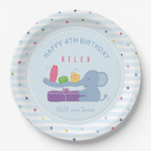 Long-Nosed Elephant & Gifts Birthday Paper Plate