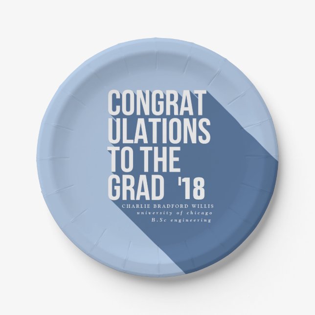 ASSIETTES EN CARTON LONGUE OMBRE FÉLICITES À LA GRADE (Devant)