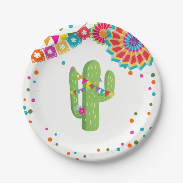 Assiettes En Carton L'ONU mexicaine de Succulent de cactus de plaques (Devant)