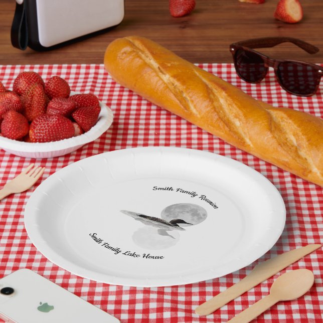 Assiettes En Carton Loon Under Full Moon Paper Plate (Pique-nique)