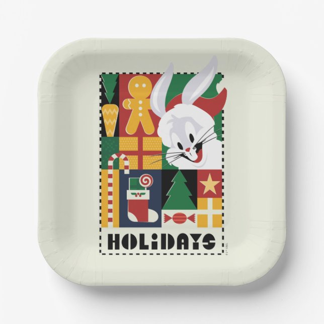 Assiettes En Carton LOONEY TUNES™ BUGS BUNNY™ Holidays Badge (Recto)