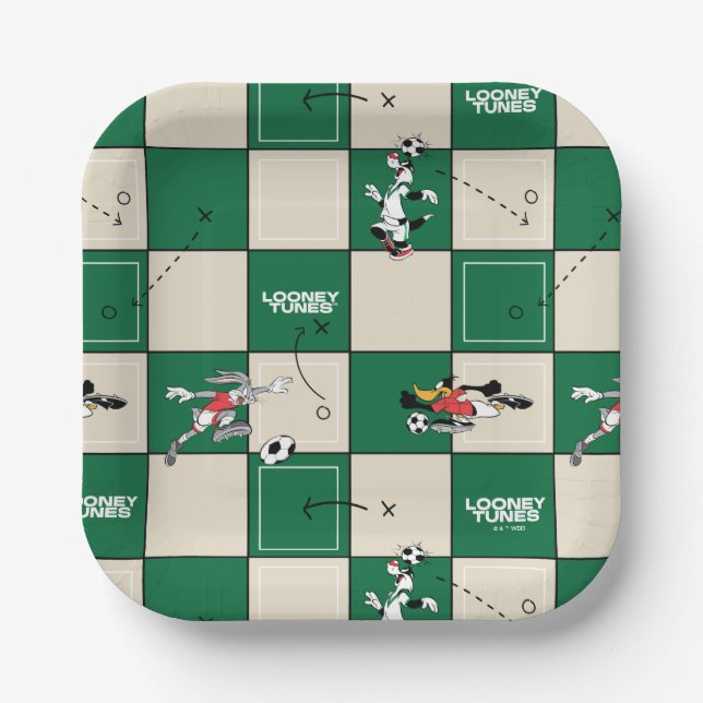 Assiettes En Carton LOONEY TUNES™ Soccer Grid Pattern (Recto)