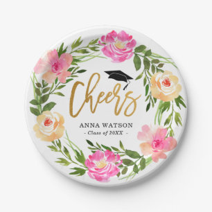 Assiettes En Carton L'or floral Aquarelle favorise la graduation perso