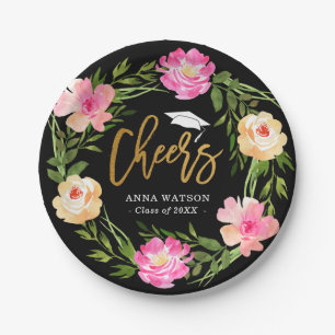 Assiettes En Carton L'or floral Aquarelle favorise la graduation perso
