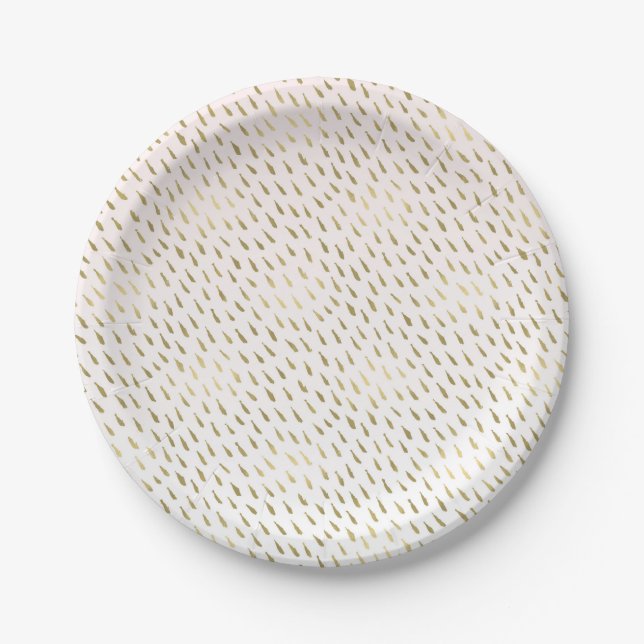 Assiettes En Carton L'or rougissent abrégé sur blanc rose Ombre (Devant)