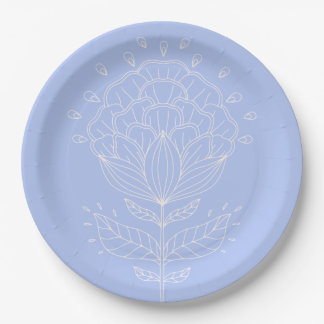 Assiettes En Carton Lotus fleur ligne blanche dessin floral lilas