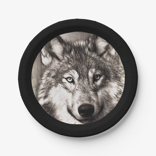 Assiettes En Carton Loup (Devant)