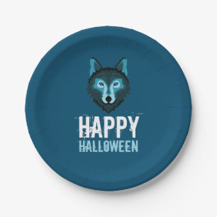 Assiettes En Carton Loup Bleu, Bonne Halloween