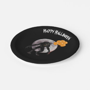 Assiettes En Carton Loup-garou de Halloween avec des ballons
