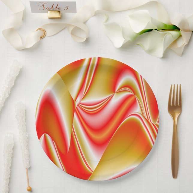Assiettes En Carton Love and Gold Abstrait 3D Rainbowart (Mariage)