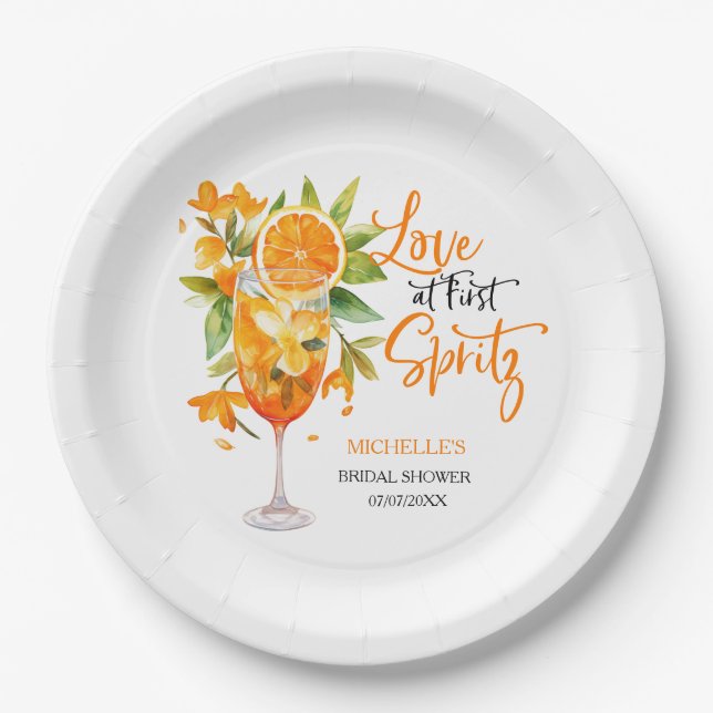 Assiettes En Carton Love at First Spritz Summer Cocktail Fête des mari (Devant)