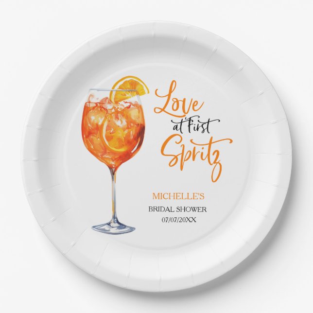 Assiettes En Carton Love at First Spritz Summer Cocktail Fête des mari (Devant)