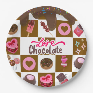 Assiettes En Carton Love Chocolate" Sweet Treats Party Plates – Brown