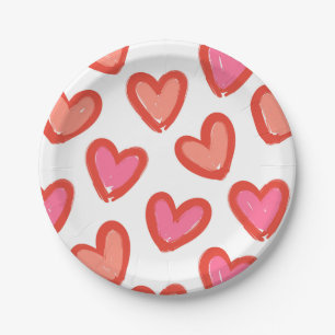 Assiettes En Carton Love Hearts Saint Valentin