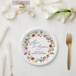 Assiettes En Carton Love in Bloom Fleur sauvage Fête des mariées perso